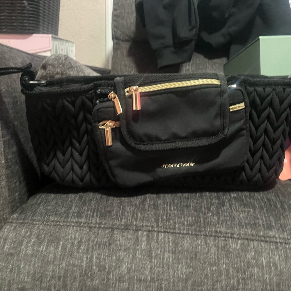 Stylish Black Quilted Stroller Caddy